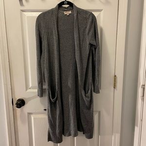 EUC Loft gray marl long cardigan two pockets